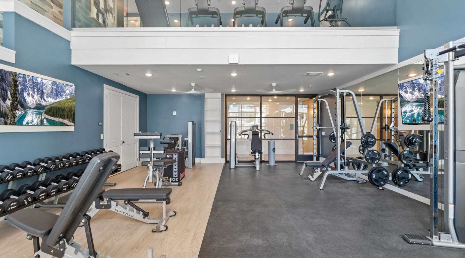 a gym with exercise equipment