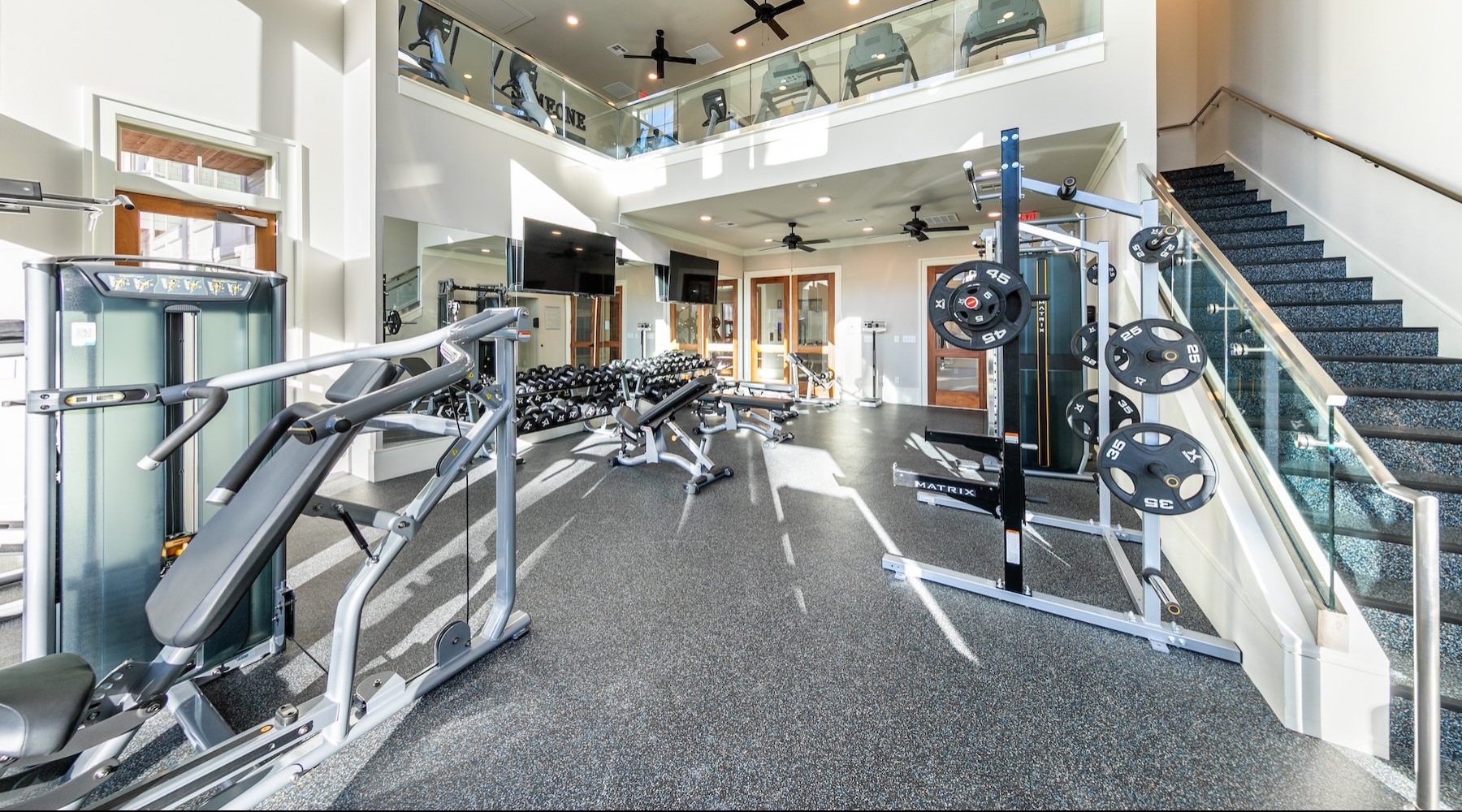 a gym with exercise equipment